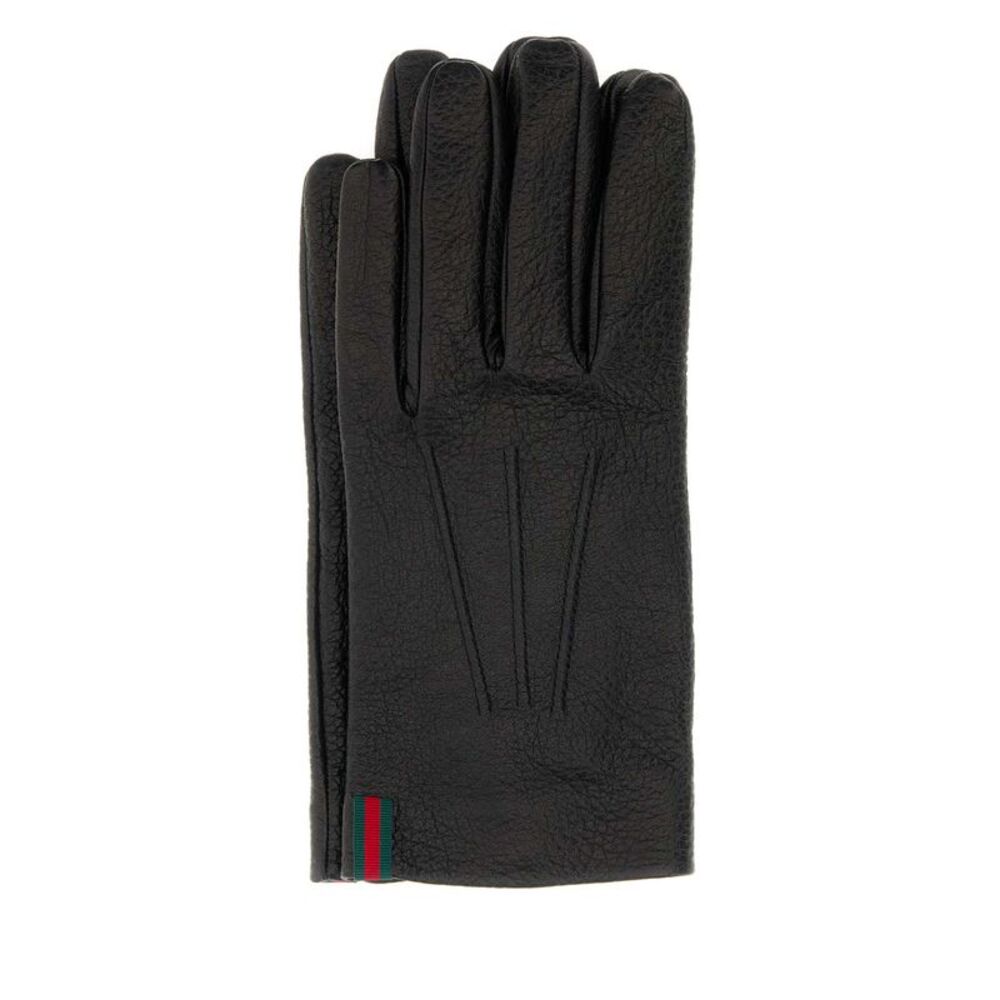 Gucci Men Black Leather Gloves